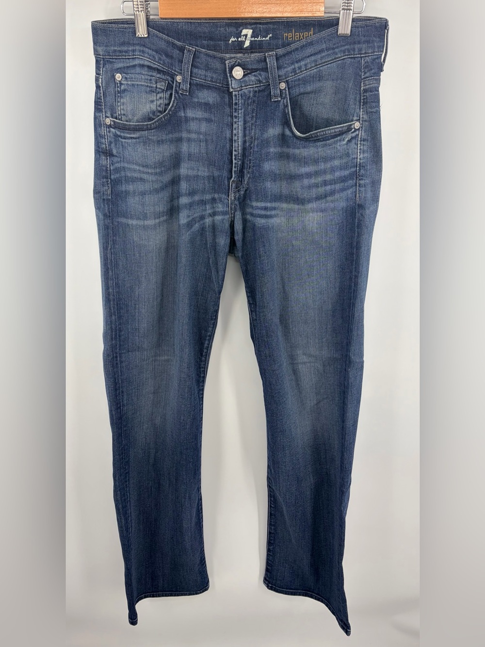 7 For All Mankind relaxed medium wash slim boot denim jean men’s 31x32